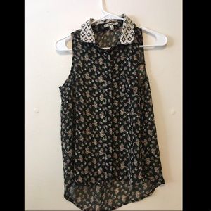 Black floral tank